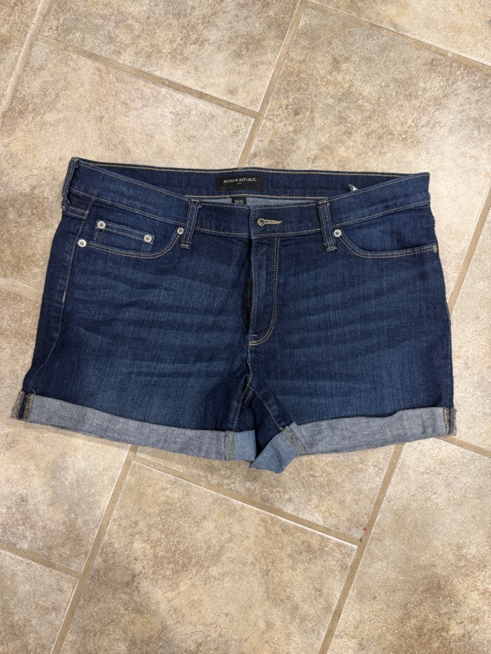 Banana Republic Dark Indigo Cuffed Denim Shorts